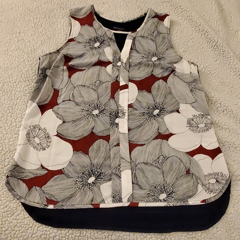 Navy and floral print tank, size L
